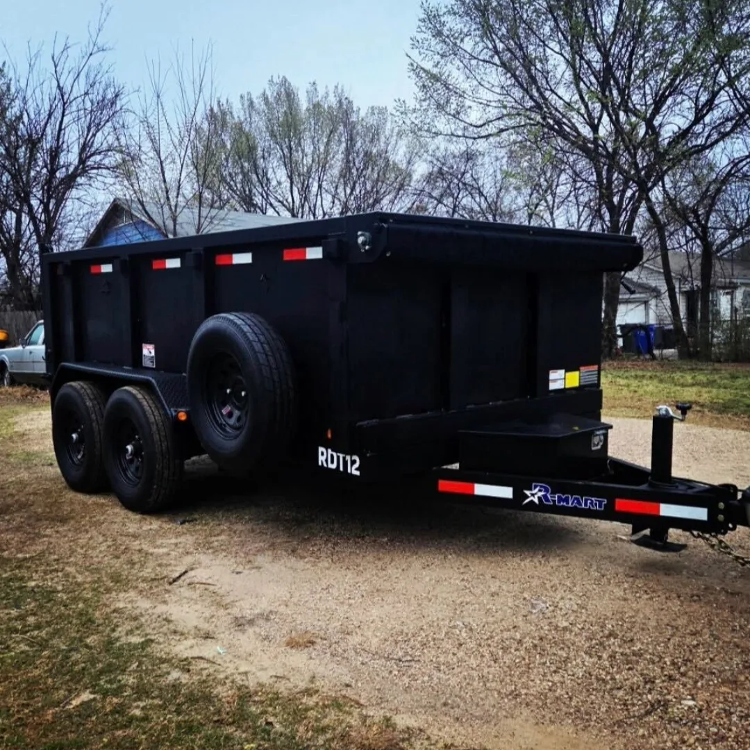 BlackIron Hauling 12-foot RDT12 dump trailer side view showing dual axle and high sides